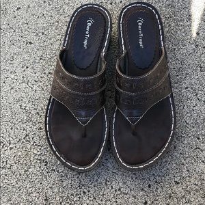 BareTraps Leather Wedge Comfort Thong